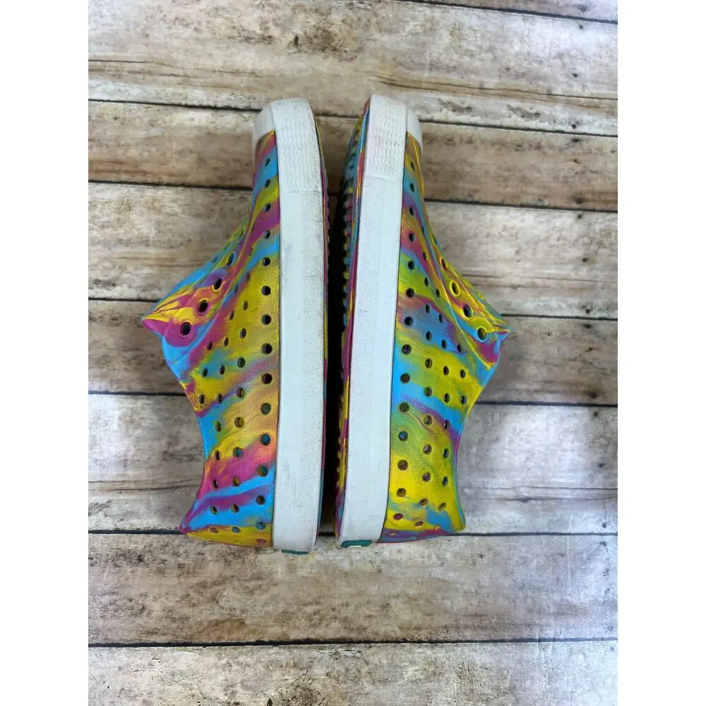 Native Shoes Jefferson Shoes Kids Size C10 Rainbow Tie Dye Slip On Water Beach